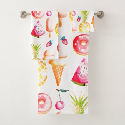 Tutti Frutti Summer Sweets and Treats Bath Towel Set