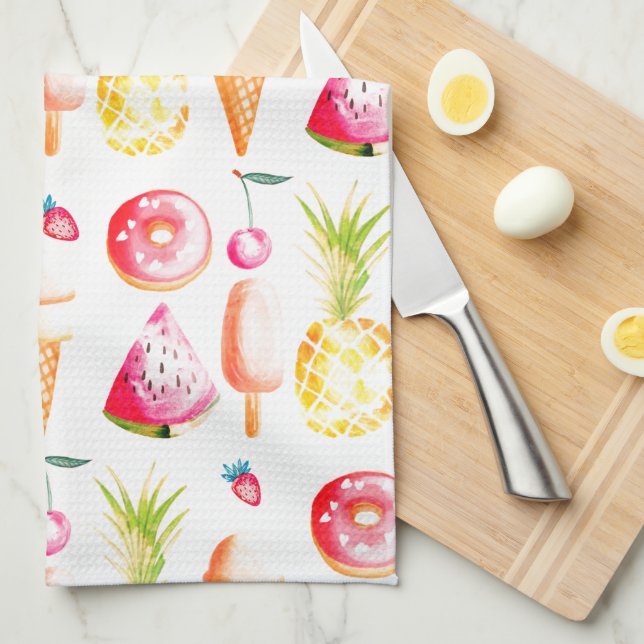 Tutti Frutti Summer Sweets and Treats Kitchen Towel (Quarter Fold)