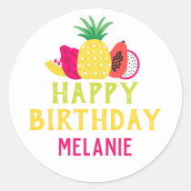 Tutti Frutti Tropical Fruit Birthday Party Classic Round Sticker
