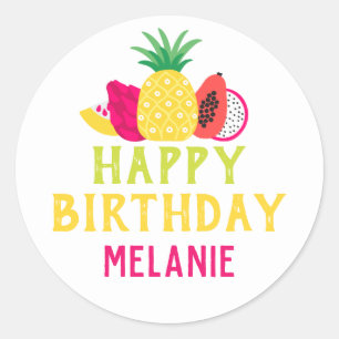 Tutti Frutti Tropical Fruit Birthday Party Classic Round Sticker