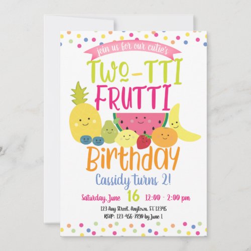 Tutti Two_tti Frutti Fun Kids Birthday Party Invitation