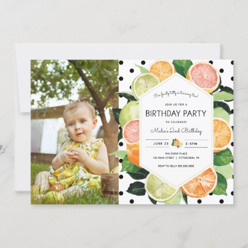 Tutty Fruity Citrus Photo Birthday Invitation