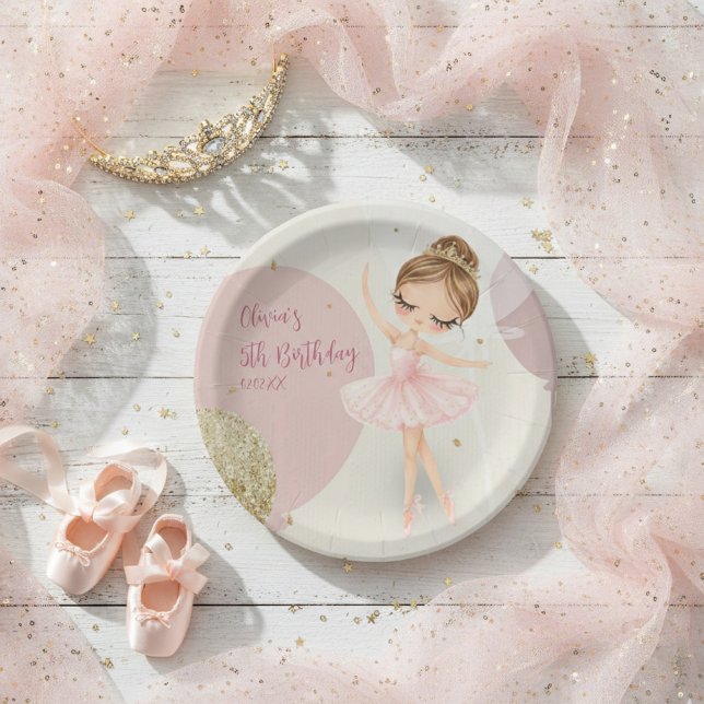 Tutu 5th Ballerina Ballet Dancer Girl Birthday Paper Plates (Creator Uploaded)