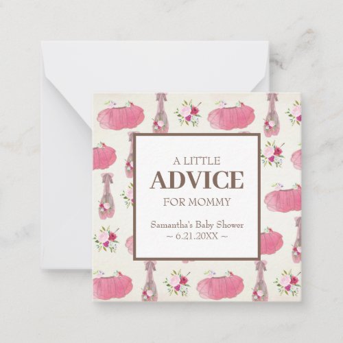 Tutu Advice For Mommy Mini Shower Insert Note Card