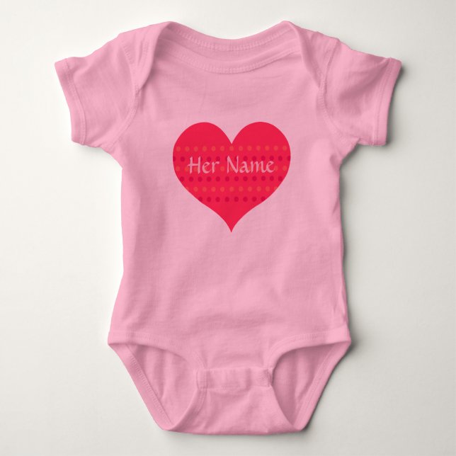 Tutu Baby Bodysuit with Pink Heart to Personalize (Front)