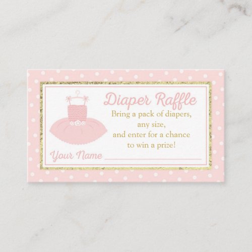 Tutu Baby Shower Diaper Raffle Ticket _ Pink Gold Enclosure Card