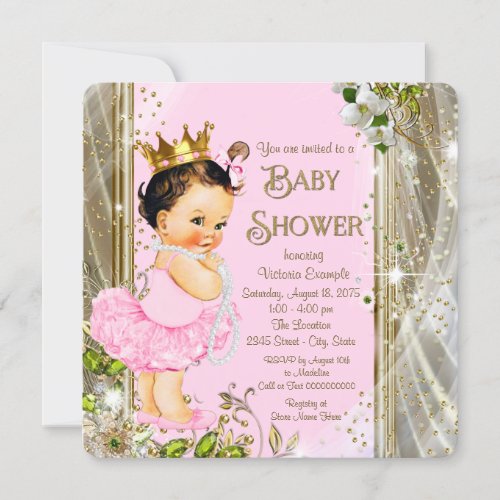 Tutu Baby Shower Pink Gold Invitation