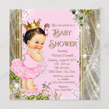 Tutu Baby Shower Pink Gold Invitation by The_Vintage_Boutique at Zazzle