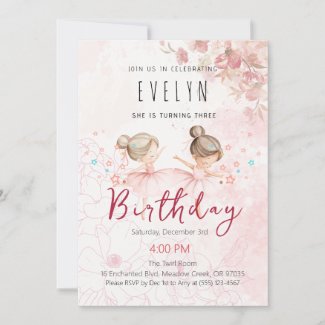 Tutu Ballerina 3rd Birthday Girl Invitation
