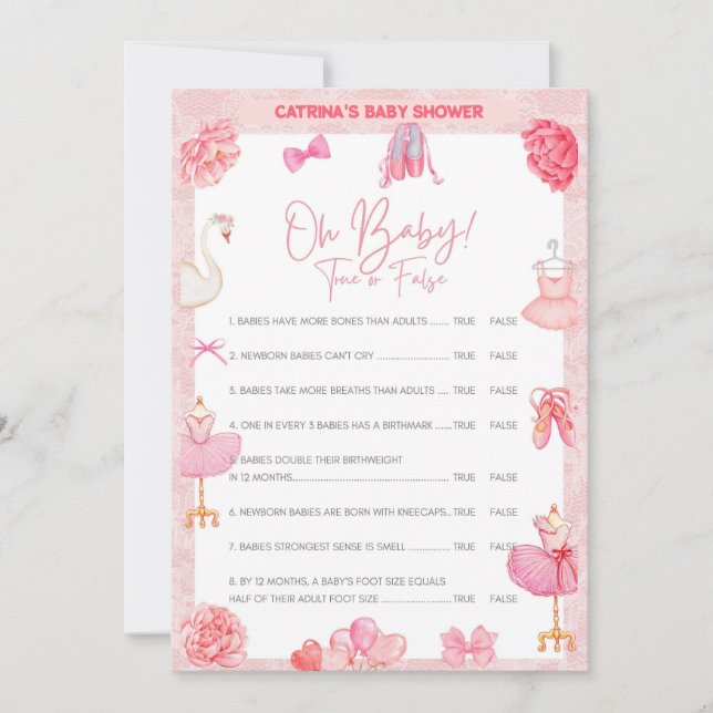 Tutu Ballerina Baby Shower - Editable Name, 5x7 I Invitation (Front)