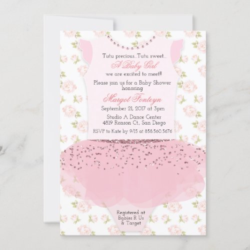 Tutu Ballerina Baby Shower Invitation