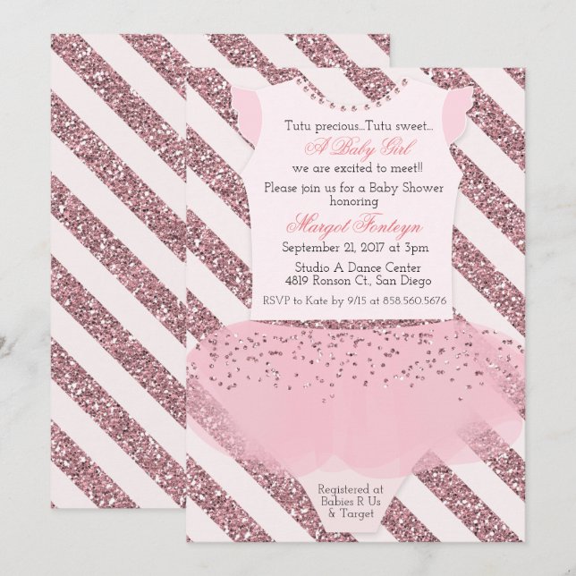Tutu Ballerina Baby Shower Invitation (Front/Back)