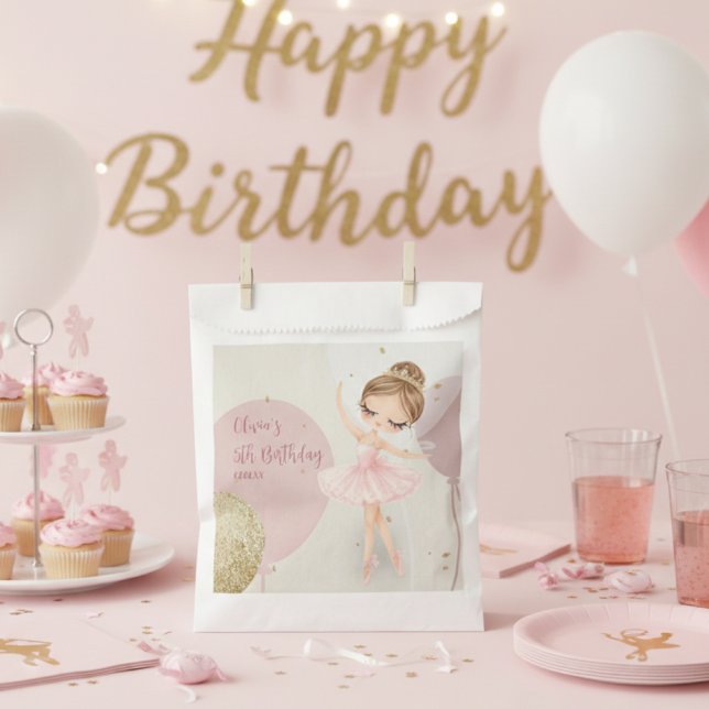 Tutu Ballerina Ballet Dancer Girl 5th Birthday Favor Bag (Creator Uploaded)