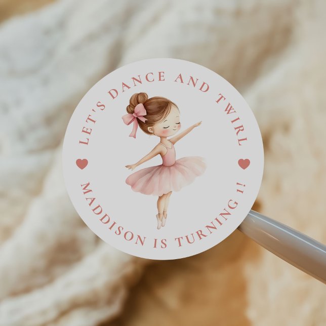 Tutu Ballerina Ballet Dancer Girl Birthday Classic Round Sticker (Creator Uploaded)