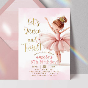 Tutu Ballerina Ballet Dancer Girl  Birthday Invitation