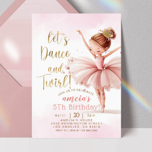 Tutu Ballerina Ballet Dancer Girl  Birthday Invitation
