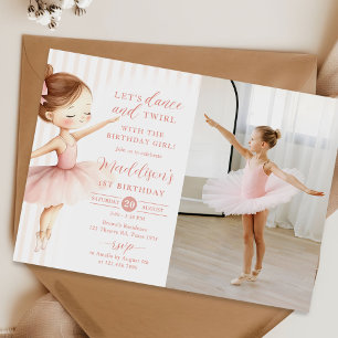 Tutu Ballerina Ballet Dancer Girl Birthday Photo Invitation