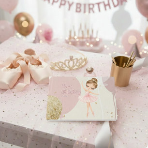 Tutu Ballerina Ballet Dancer Girl Pink Birthday Foil Guest Book