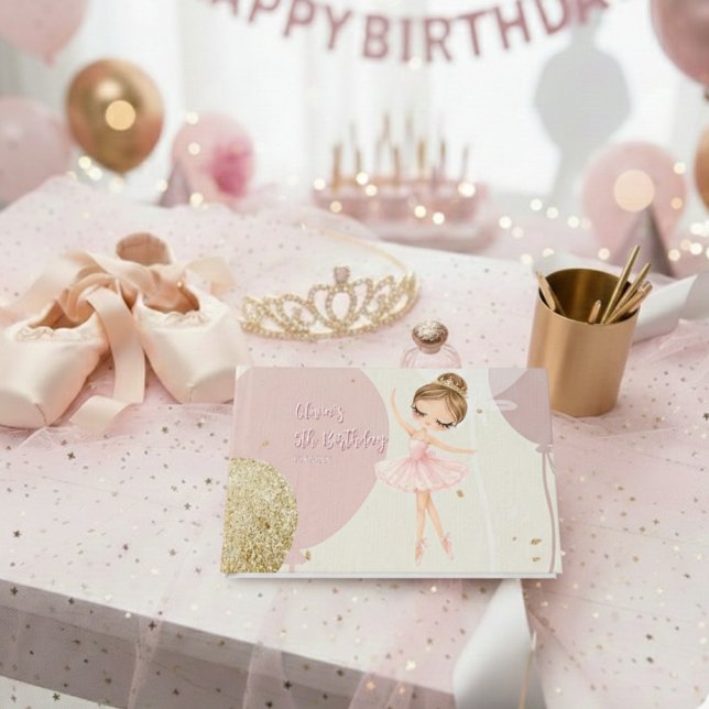 Tutu Ballerina Ballet Dancer Girl Pink Birthday Foil Guest Book (Creator Uploaded)