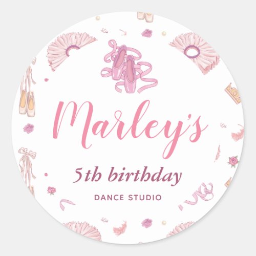 Tutu Ballerina Dance Any Age Birthday Party Classic Round Sticker