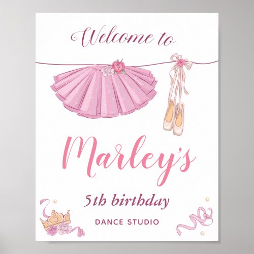 Tutu Ballerina Dance Any Age Birthday Party Poster