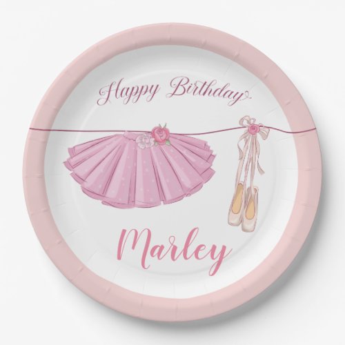 Tutu Ballerina Dance Happy Birthday Party Paper Plates