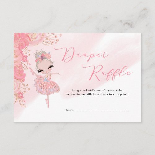 Tutu ballerina gold Baby Shower Diaper Raffle Enclosure Card