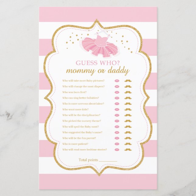 Tutu ballerina guess who mommy or daddy game (Front)