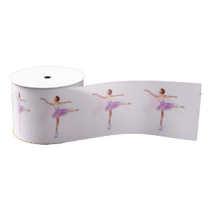 Tutu Ballerina in Pastel Colors on a Pretty Grosgrain Ribbon