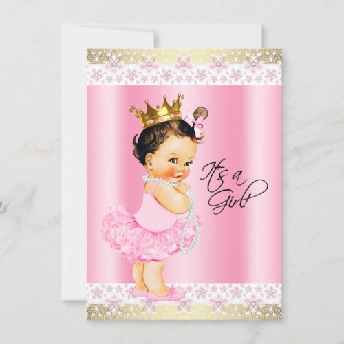 Tutu Ballerina Pearl Baby Girl Shower Invitation