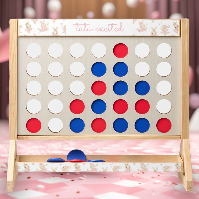 Tutu Ballerina Rabbit Bunny Baby Shower Fast Four (Giant Fast Four Game with baby rabbit ballerina illustrations. Tutu Excited Baby Shower)