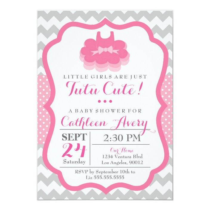 tutu cute baby shower invitations