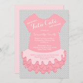 Tutu Cute Baby Shower Invitation Pink and Grey (Front/Back)