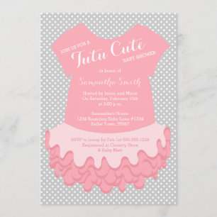 Tutu Cute Baby Shower Invitation Pink and Grey