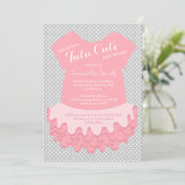 Tutu Cute Baby Shower Invitation Pink and Grey (Standing Front)