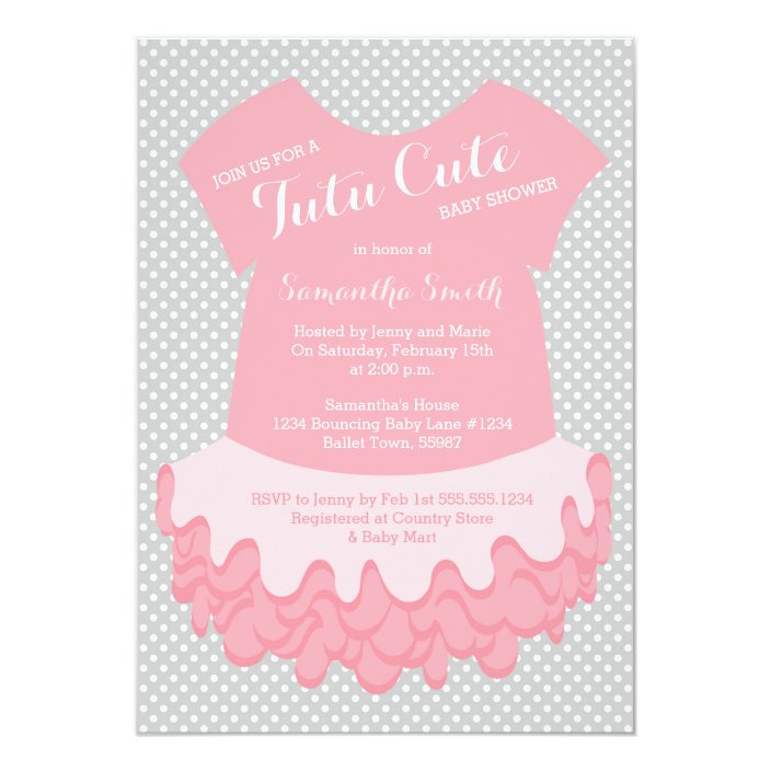 tutu cute baby shower invitations