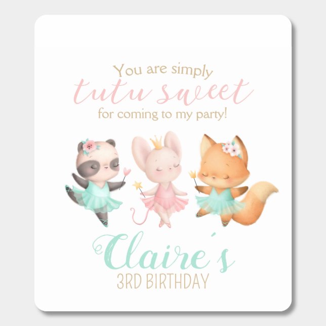 Tutu Cute Ballerina Animal Ballet Birthday Party  Breath Savers® Mints (Sticker)