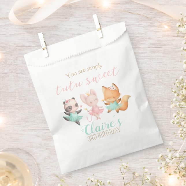 Tutu Cute Ballerina Animal Ballet Birthday Party  Favor Bag (Clipped)
