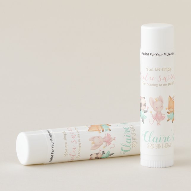 Tutu Cute Ballerina Animal Ballet Party favor Lip Balm (Front)