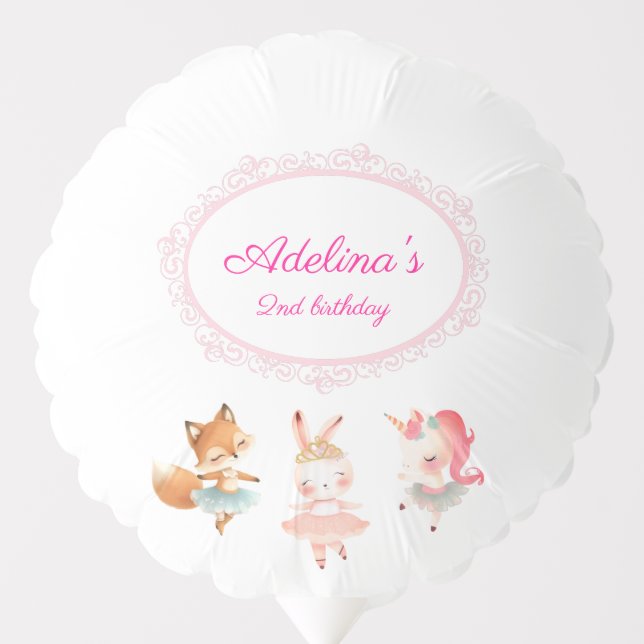 Tutu Cute Ballerina Ballet Animals Birthday Party Balloon (Front)