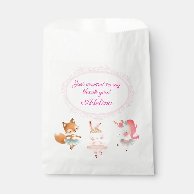 Tutu Cute Ballerina Ballet Animals Birthday Party Favor Bag (Front)