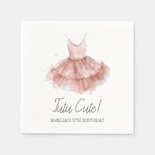 Tutu Cute Ballerina Ballet Pink Script Birthday Napkins