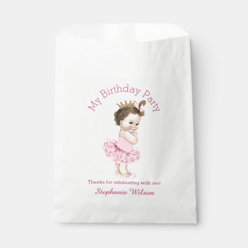 Tutu Cute Ballerina Birthday Brunette Princess Favor Bag