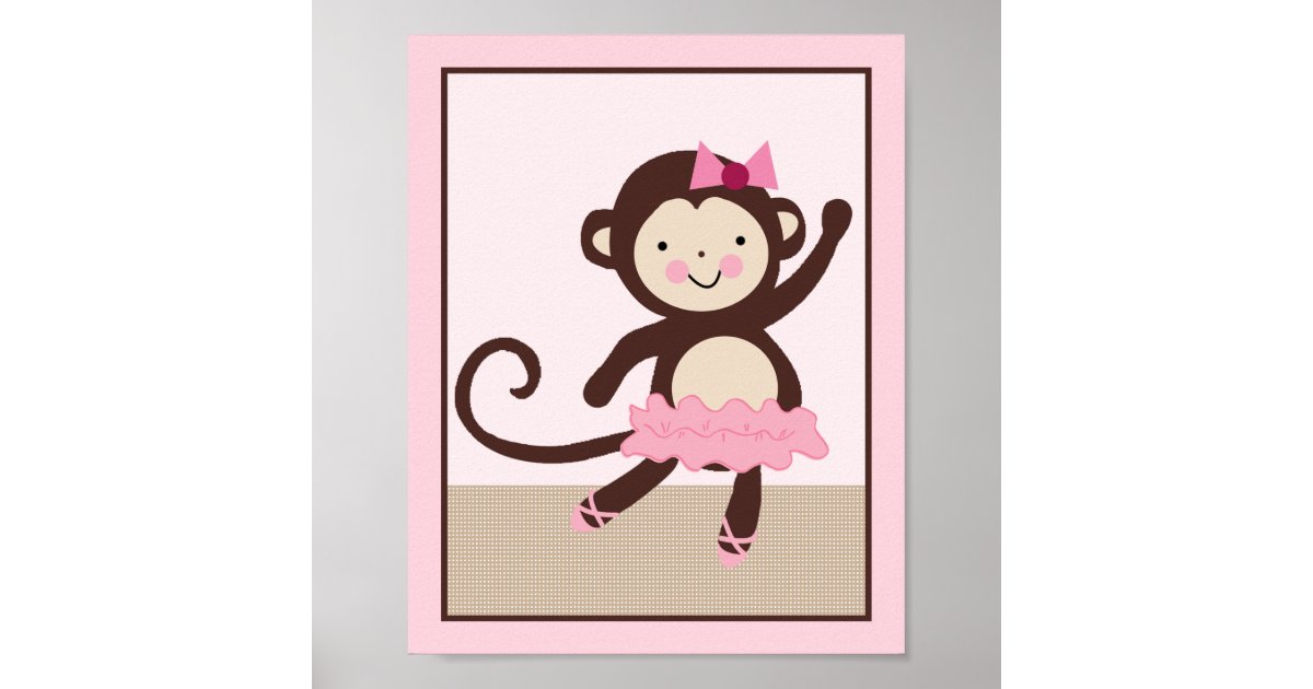 Tutu Cute Ballerina Monkey Art Poster Zazzle Com