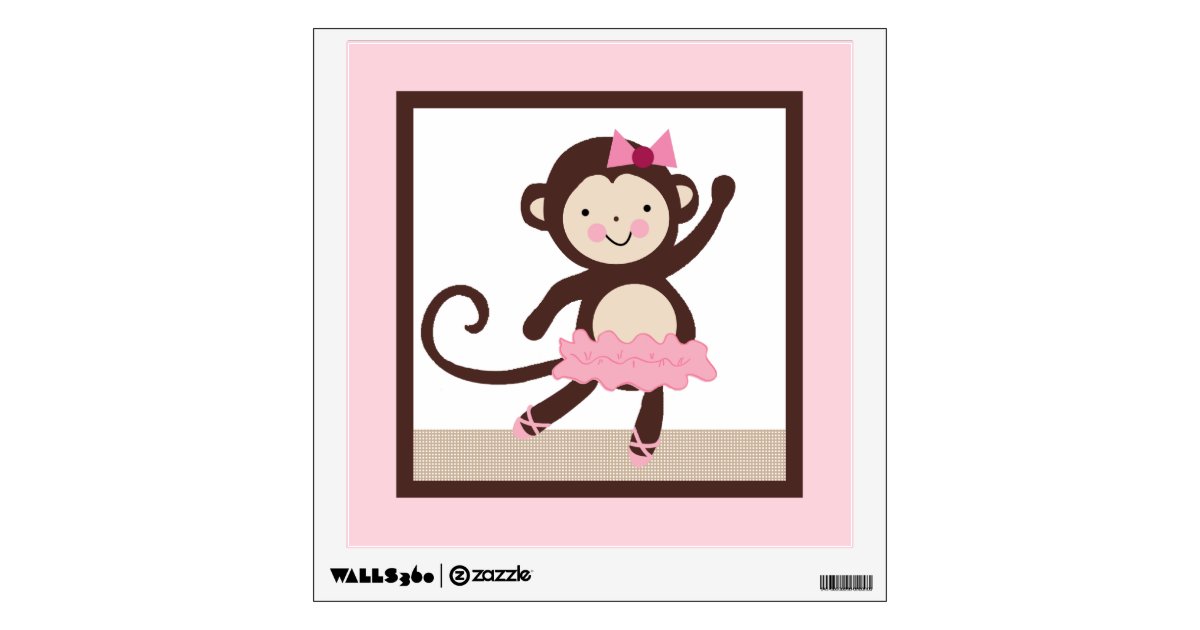 Tutu Cute Ballerina Monkey Wall Decal Zazzle Com