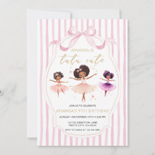 Tutu Cute Birthday Ballerina Pink Bow Invitation