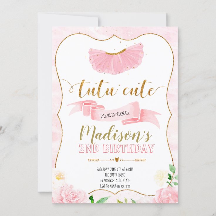 Tutu cute birthday party invitation Zazzle
