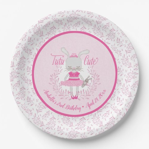 Tutu Cute Bunny Personalized Birthday Paper Plates