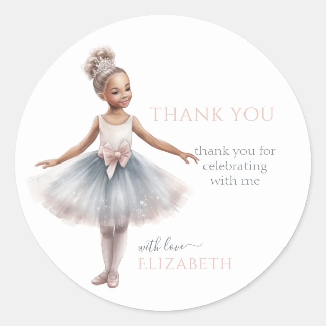 Tutu Cute Elegant Ballerina Watercolor Birthday Classic Round Sticker (Front)