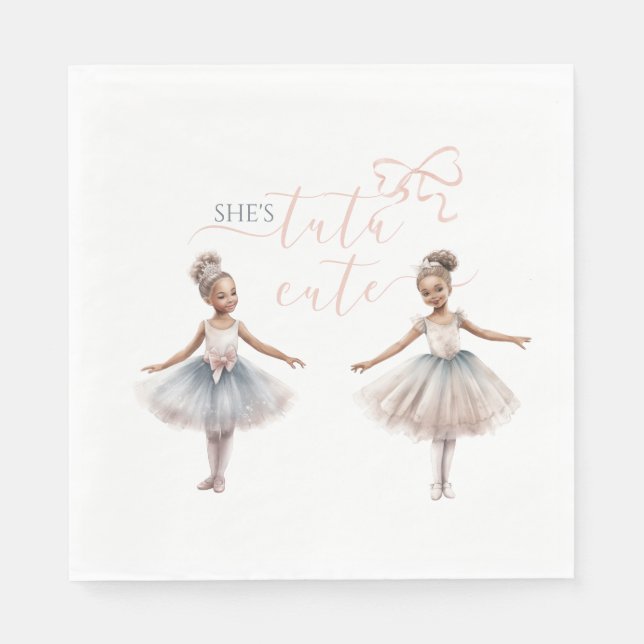 Tutu Cute Elegant Ballerina Watercolor Birthday  Napkins (Front)